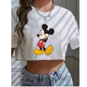 White‎ Mickey Mouse oversized Crop Top